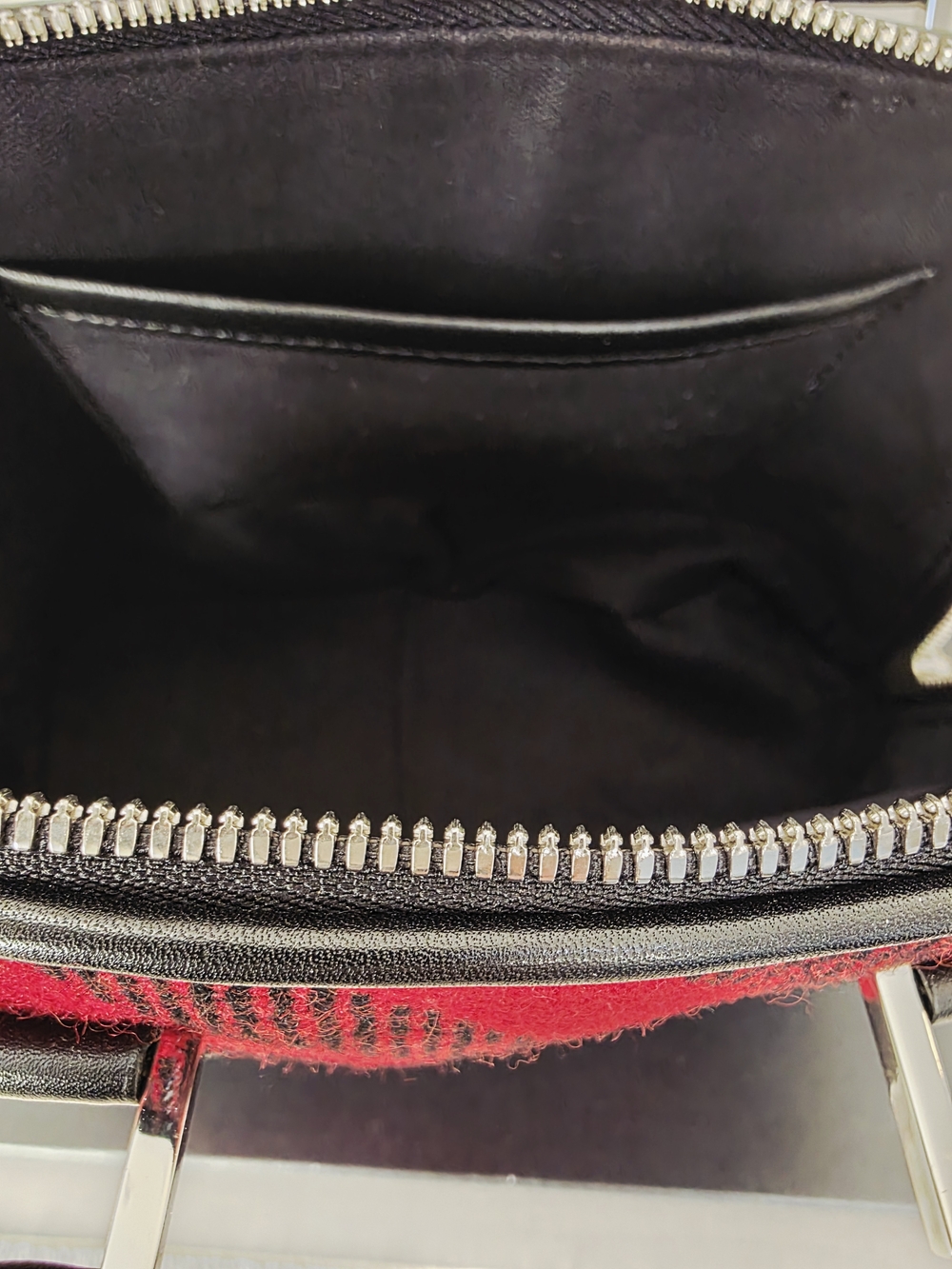 Burberry Red Black Tartan Wool & Genuine Leather Mini Handbag - Picture 11 of 16